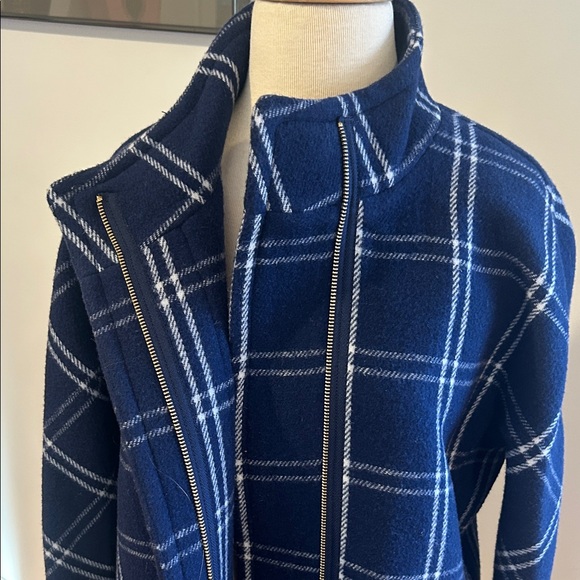 Blue Jcrew Plaid Coat - Picture 3 of 5